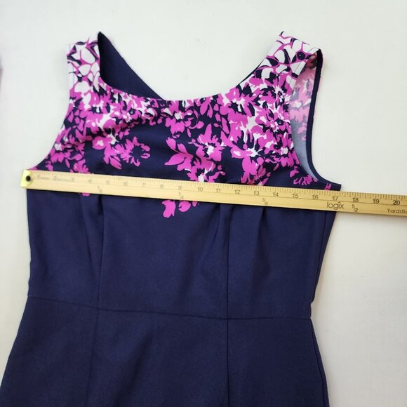 Maya Brooke Dress 2pc Jacket 10 Navy Pink Midi Mother Bride Groom Wedding Event - Picture 14 of 16